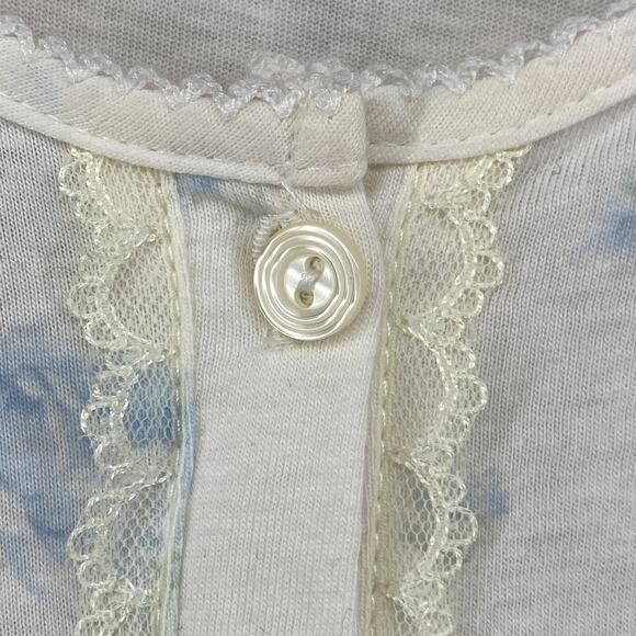 CELESTIAL DREAMS Nightgown L 16-18 KOMAR Jersey Floral Smocked Cotton White NEW - Picture 6 of 12